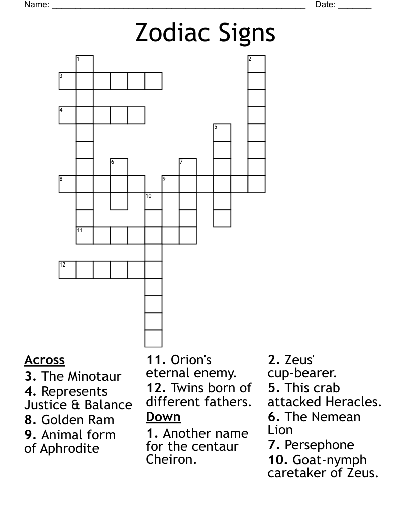 Zodiac Signs Crossword