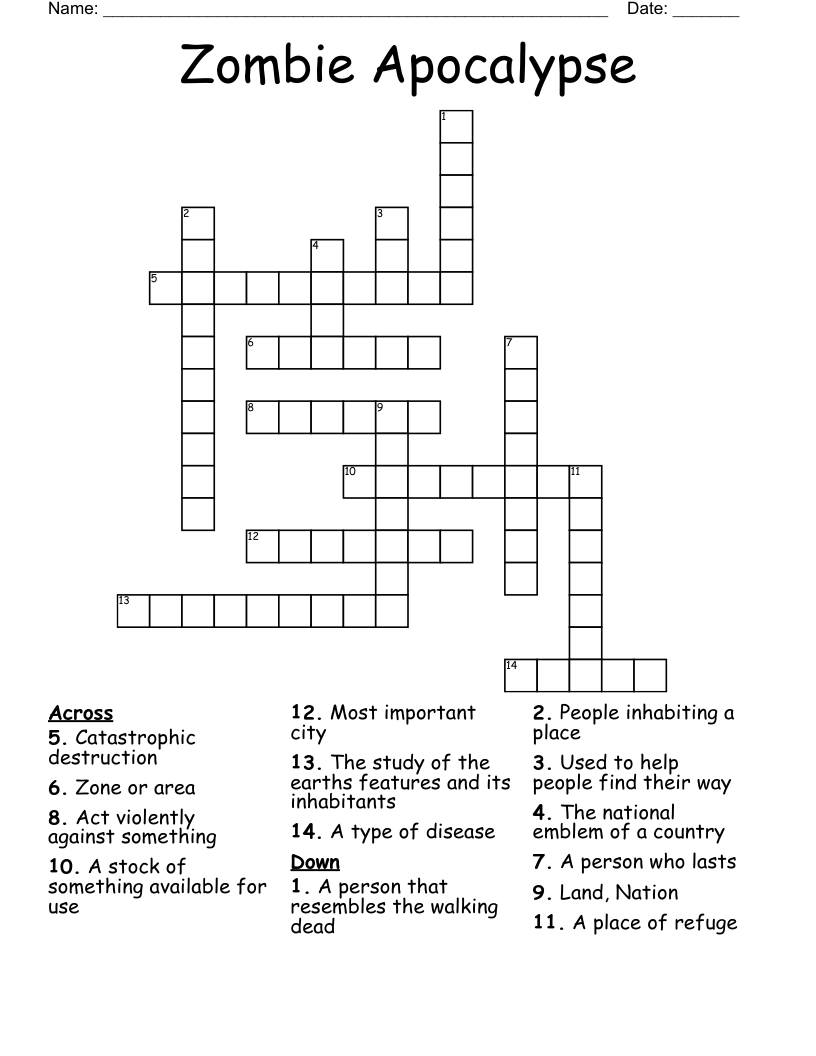 Zombie Apocalypse Crossword