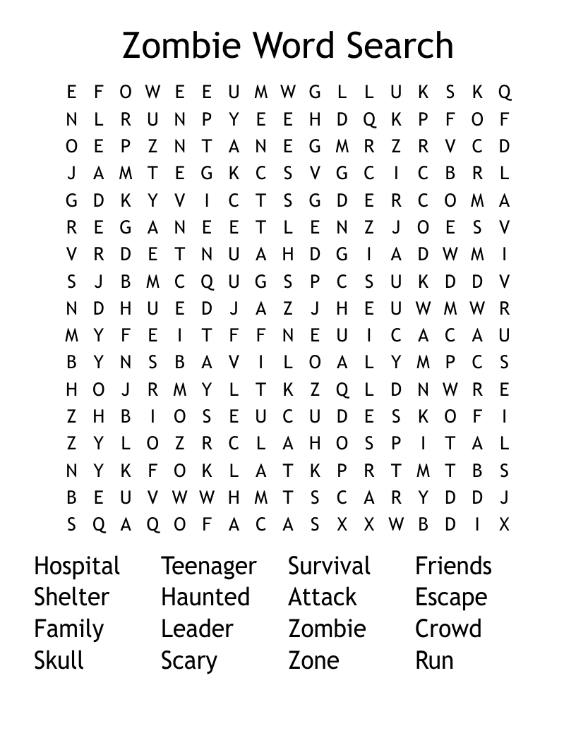 Zombie Word Search