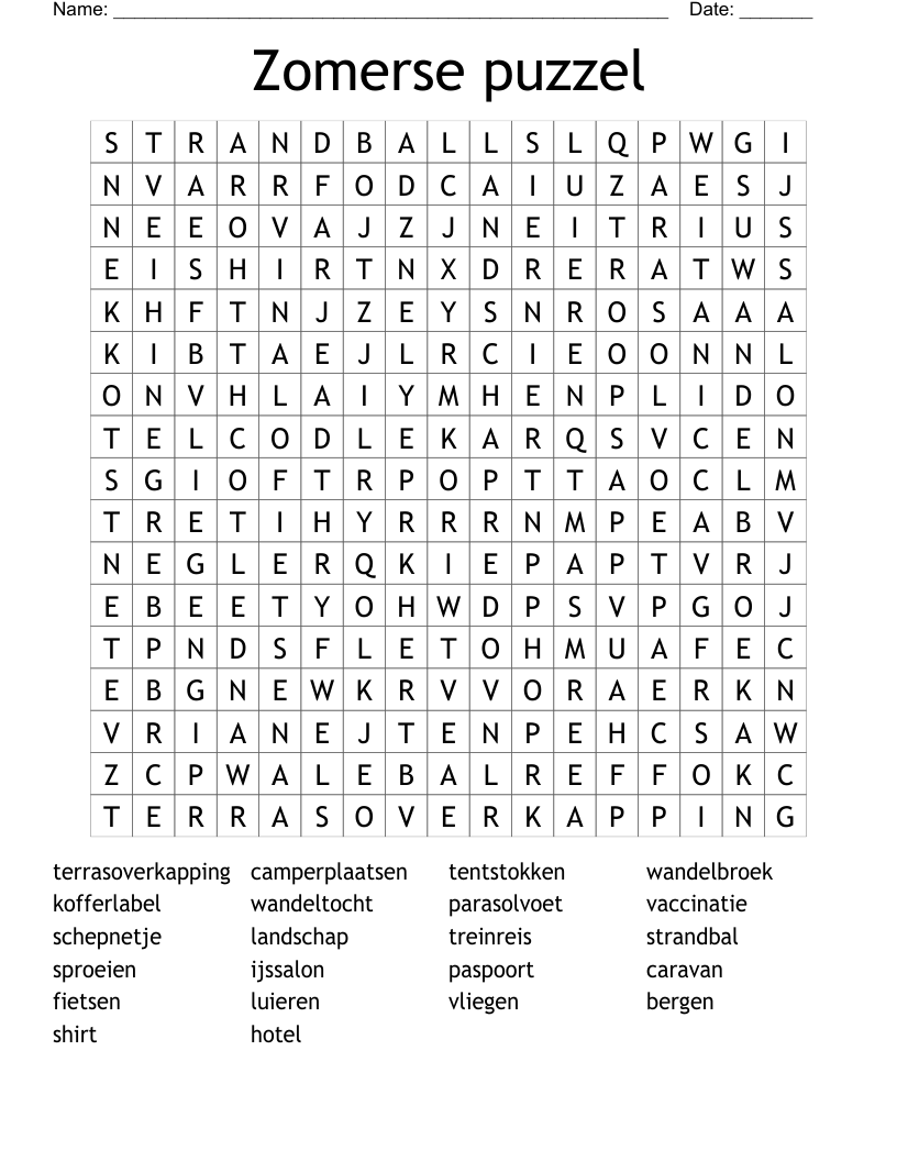 Zomerse puzzel Word Search