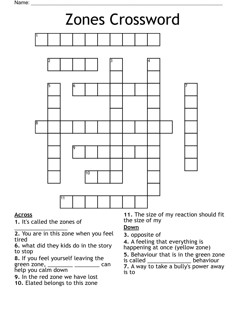 Zones Crossword
