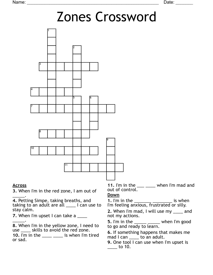 Zones Crossword