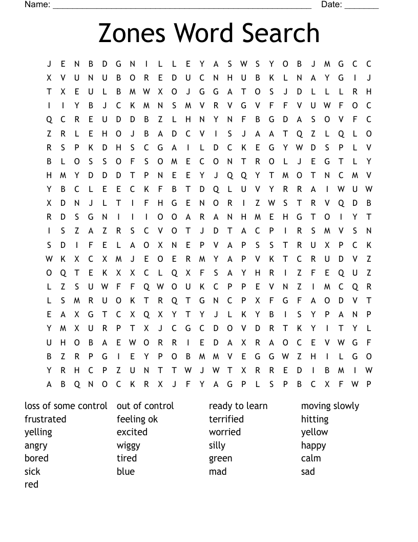 Zones Word Search