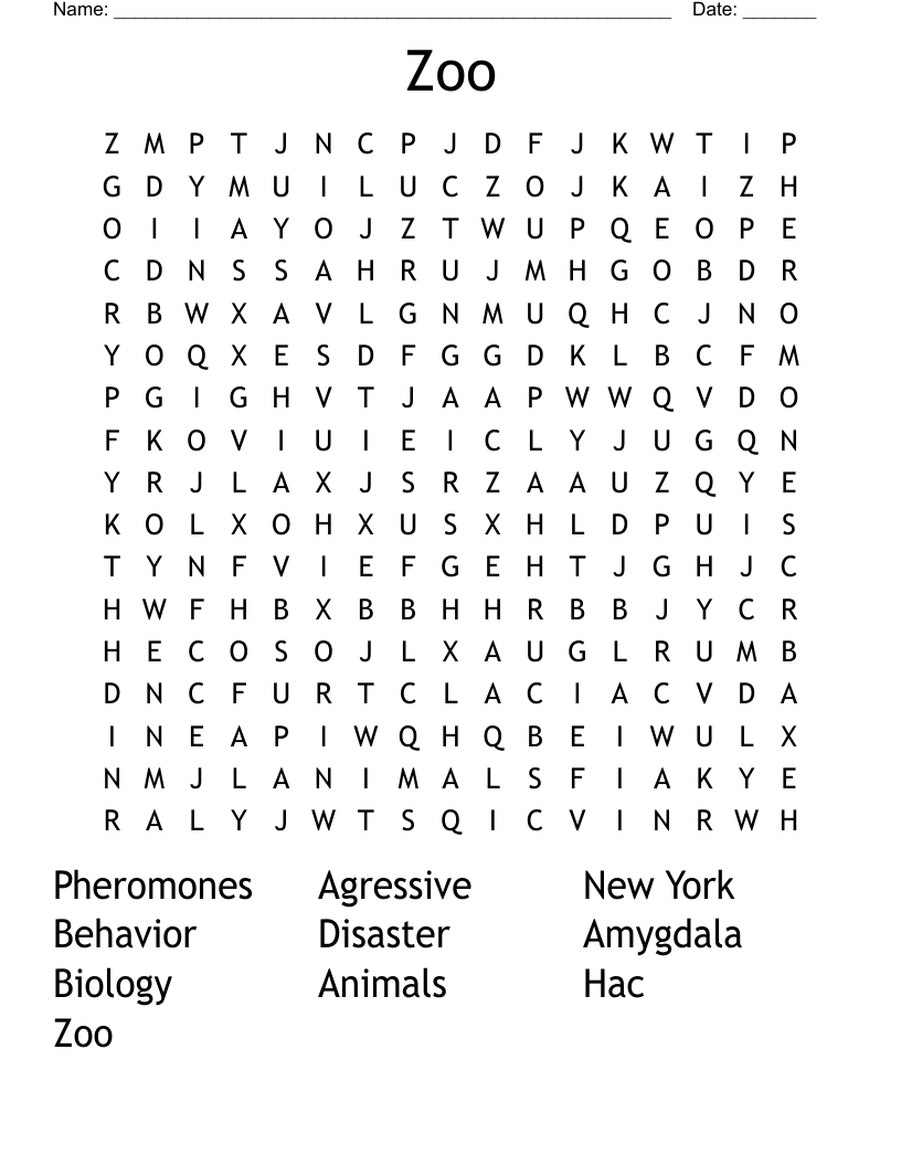 Zoo Word Search