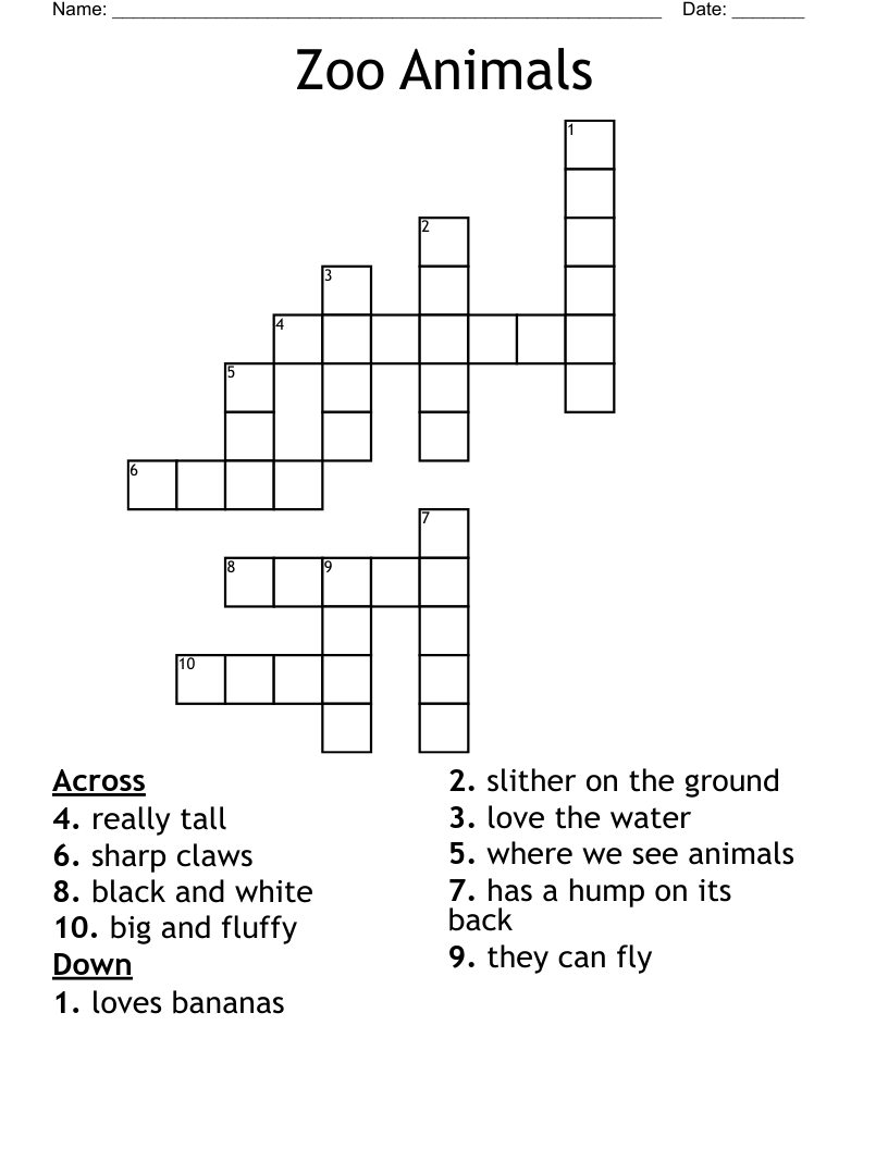 Zoo Animals Crossword