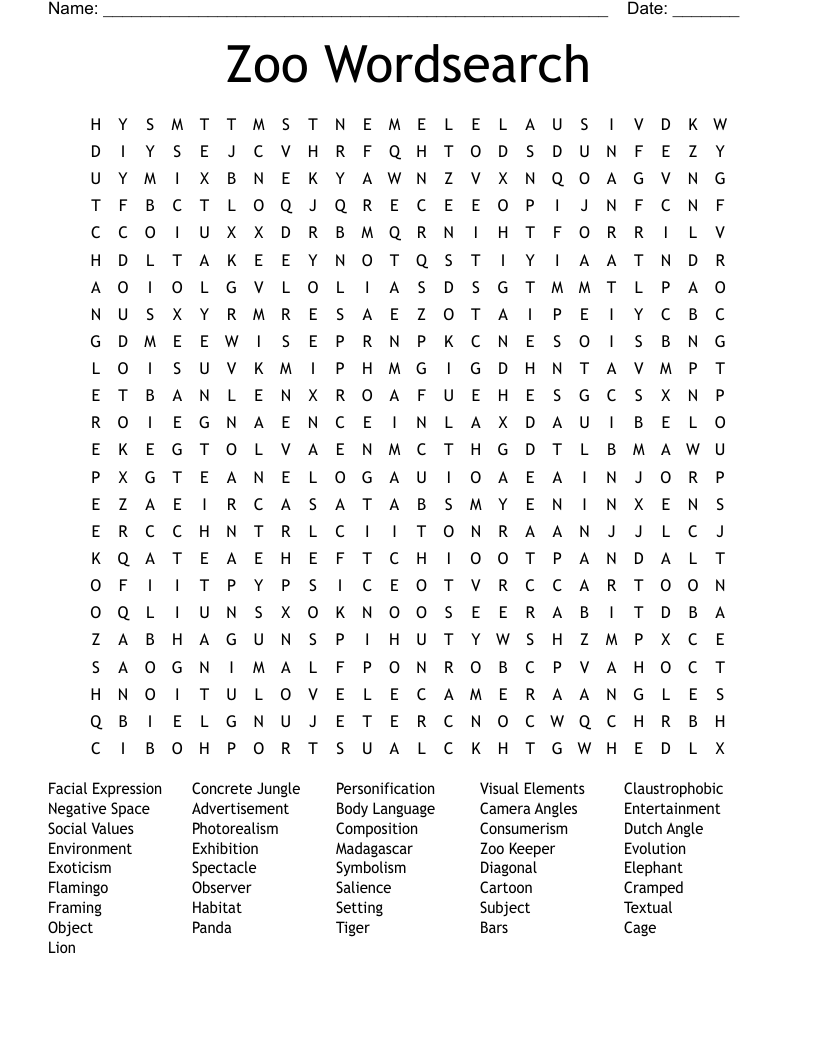Zoo Wordsearch