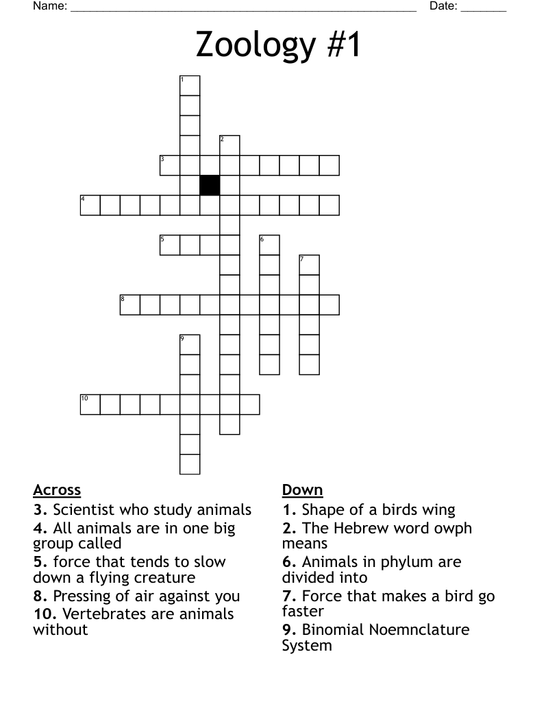 Zoology #1 Crossword