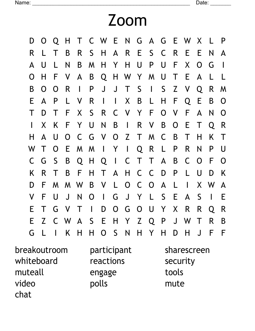 Zoom Word Search