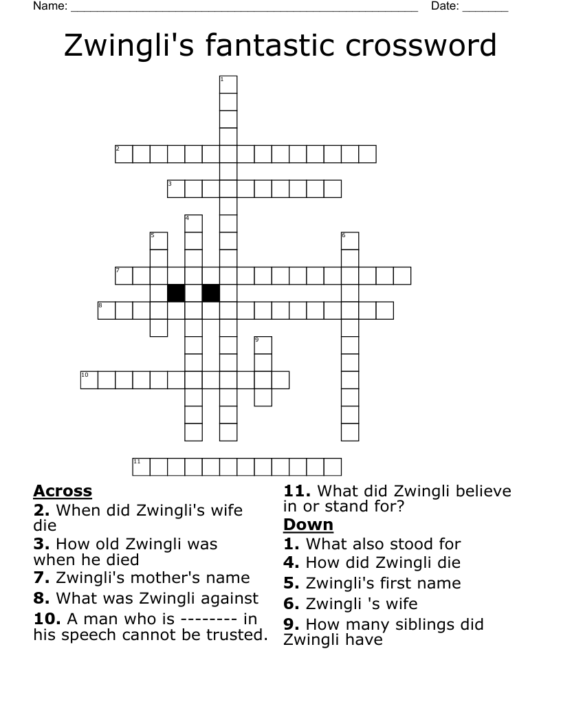 Zwingli's fantastic crossword 