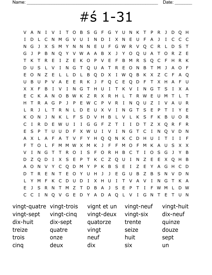 #ś 1-31 Word Search
