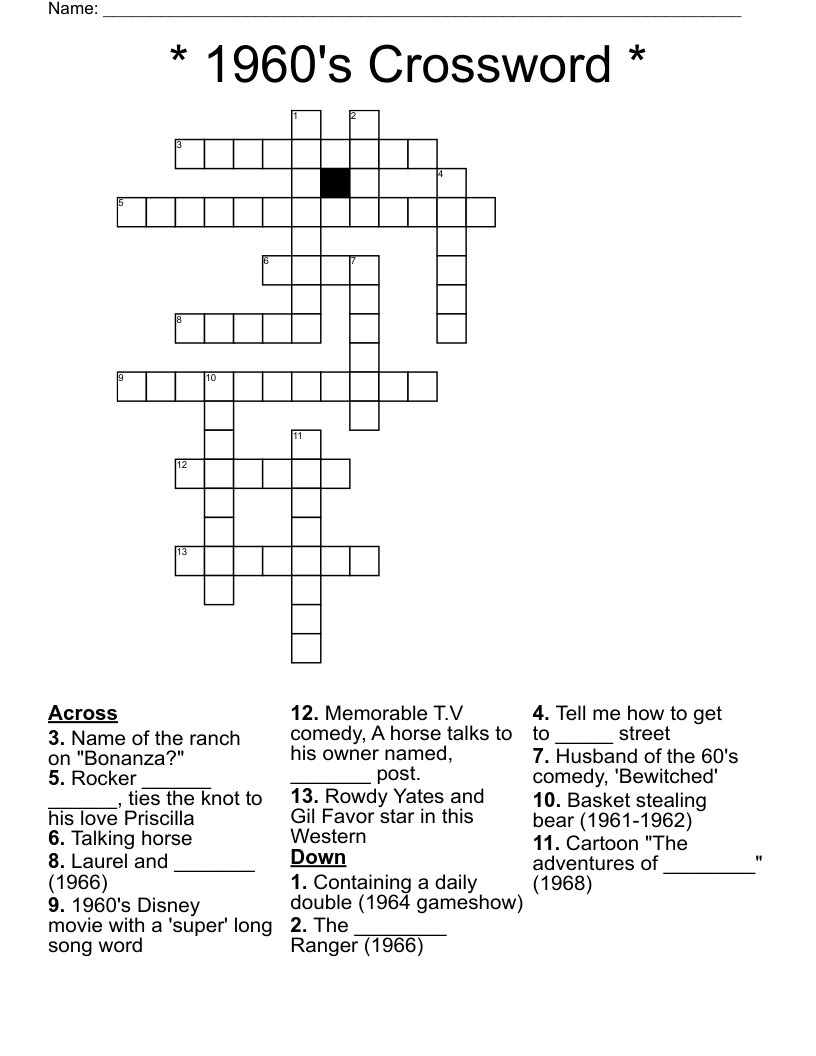 * 1960's Crossword *