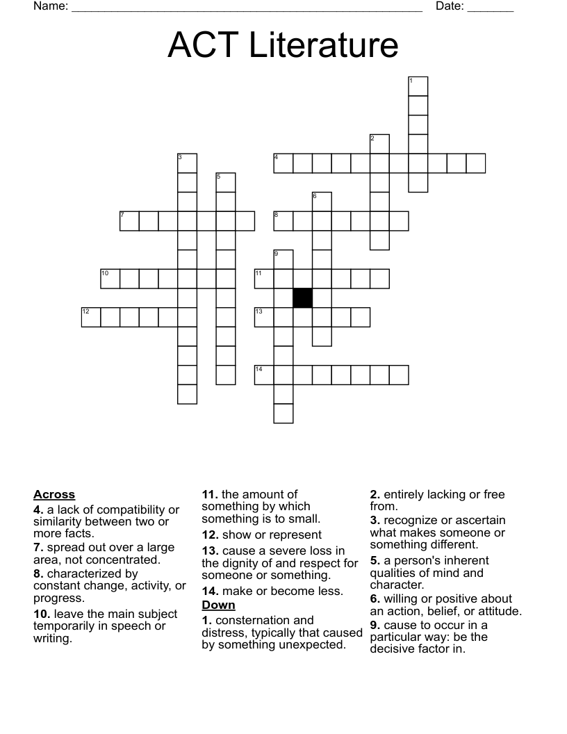  ACT Literature Crossword