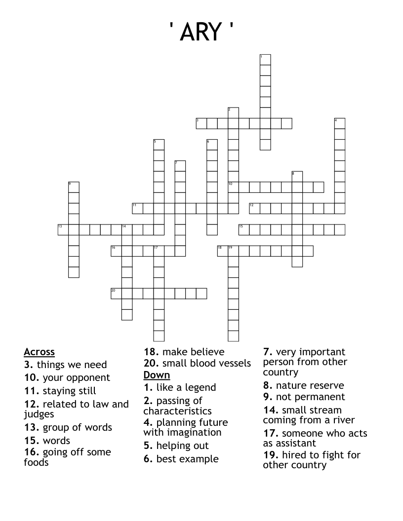 ' ARY ' Crossword
