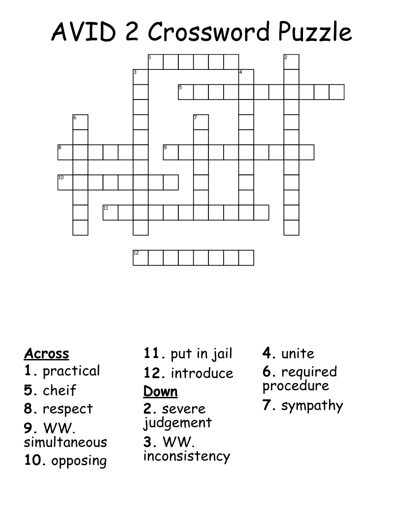  AVID 2 Crossword Puzzle 