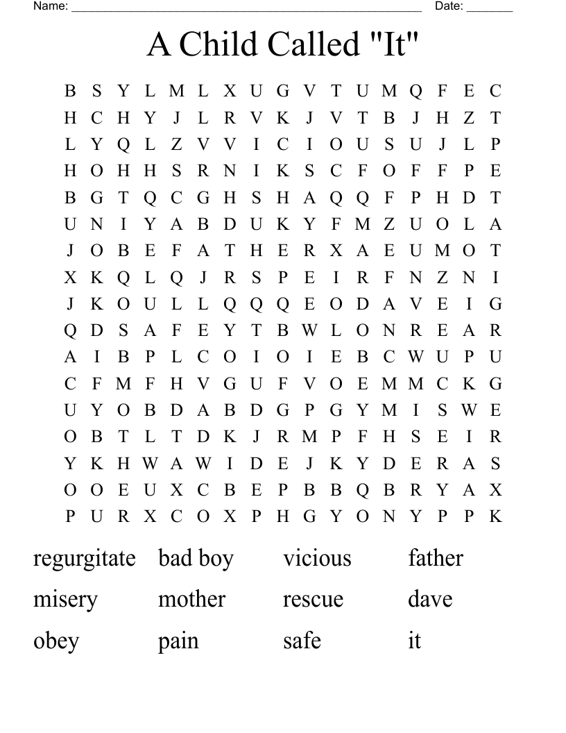  A Child Called "It" Word Search