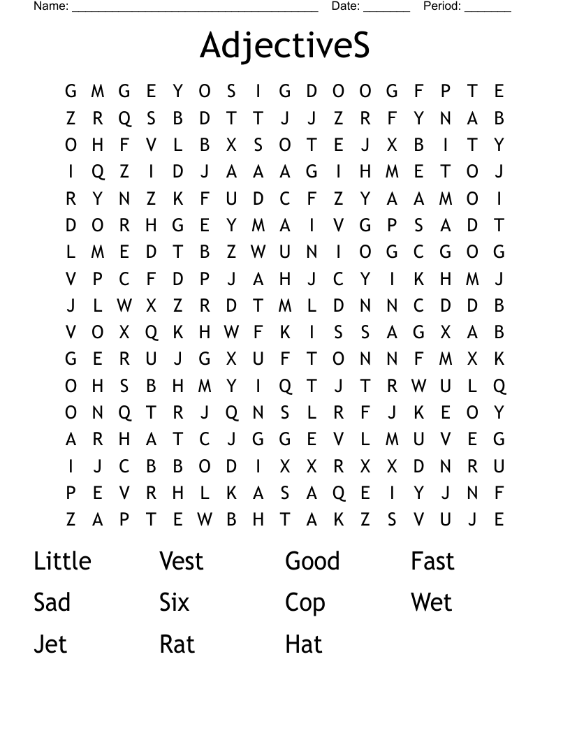  AdjectiveS Word Search