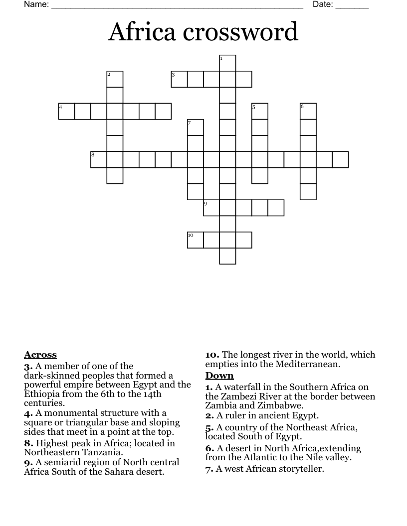  Africa crossword