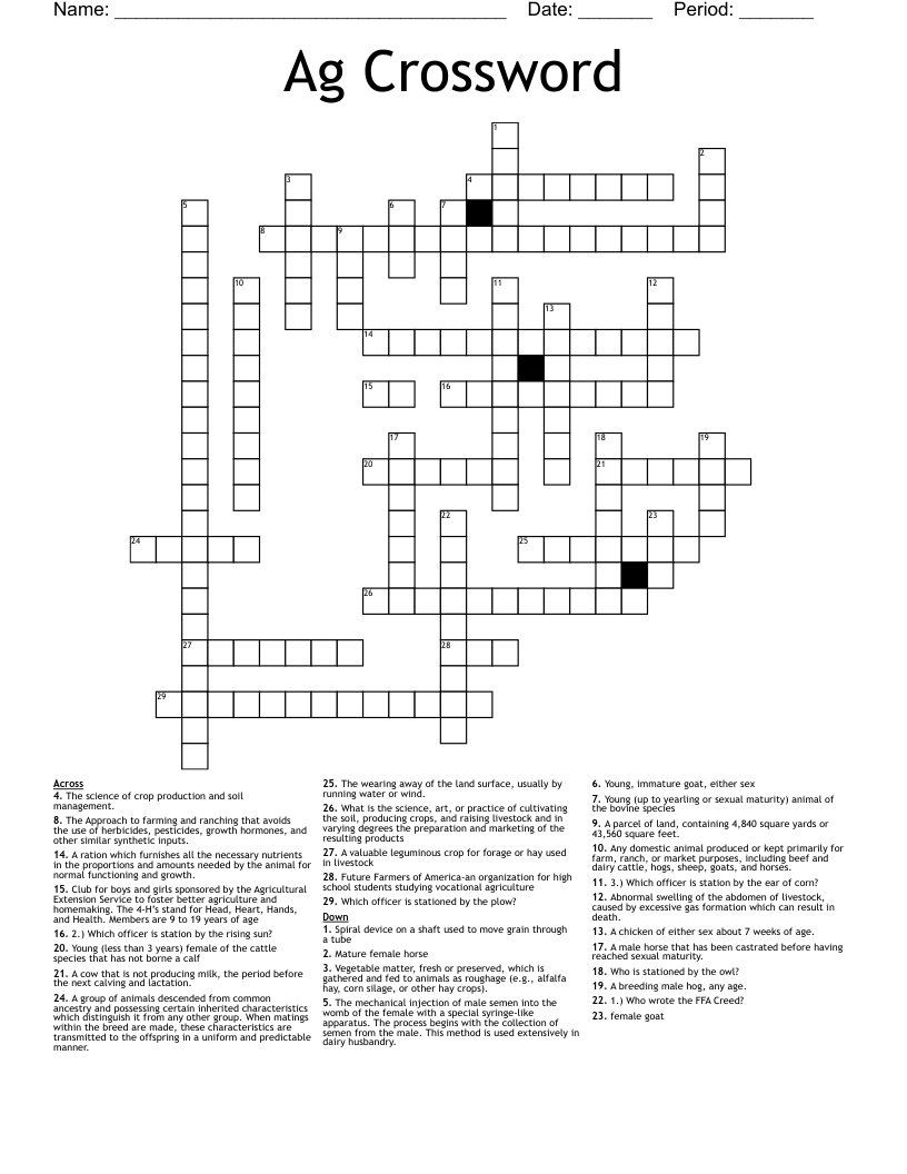  Ag Crossword 