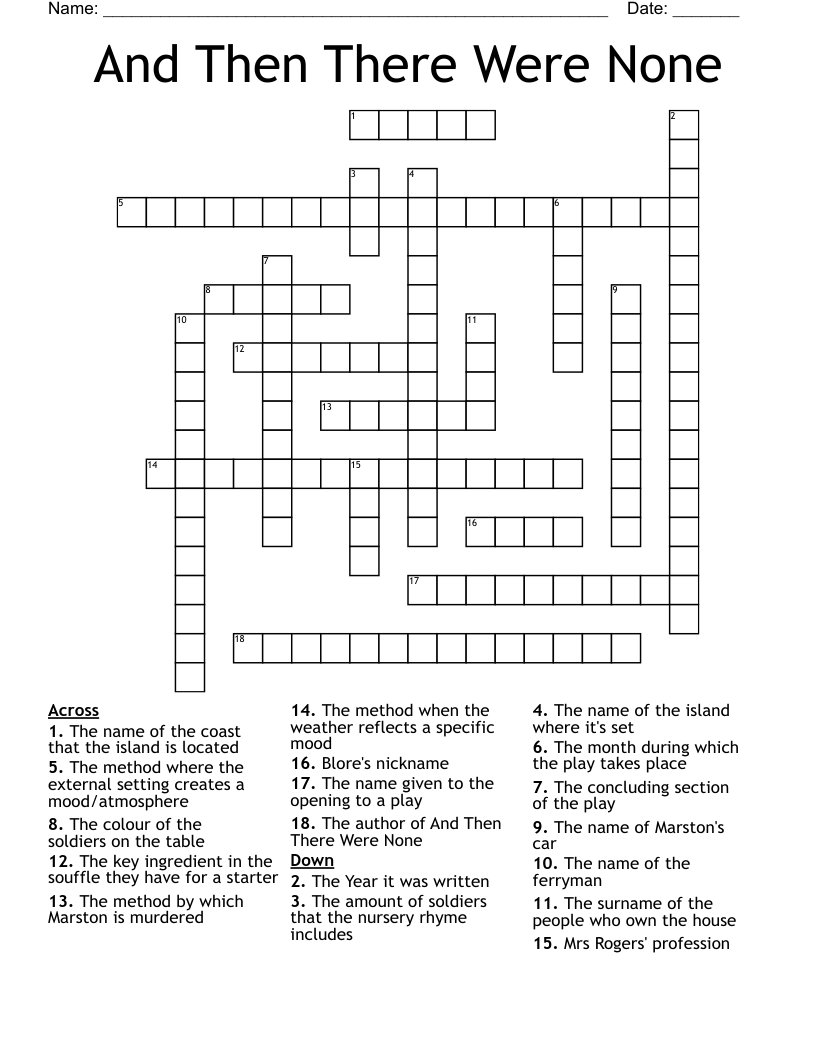  And Then There Were None Crossword