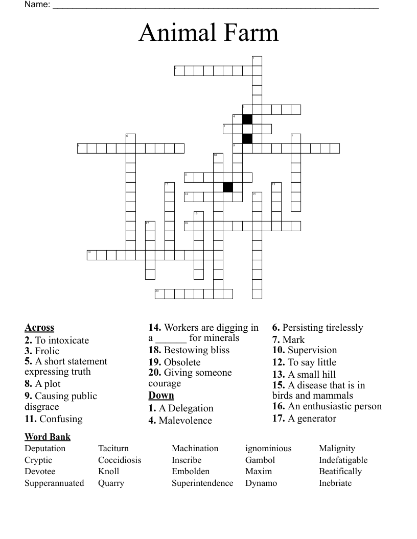  Animal Farm  Crossword