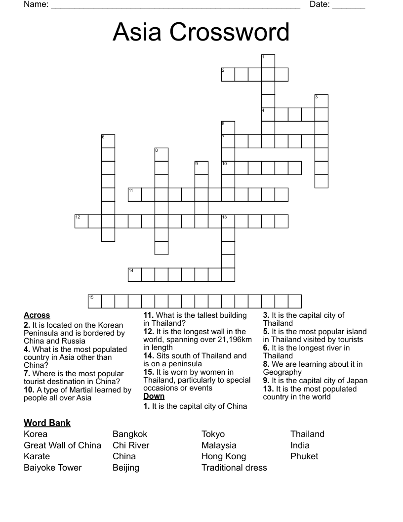  Asia Crossword