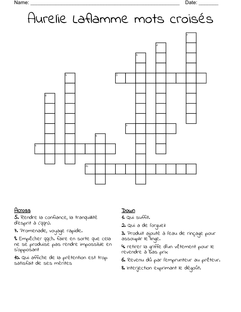  Aurelie Laflamme mots croisés Crossword