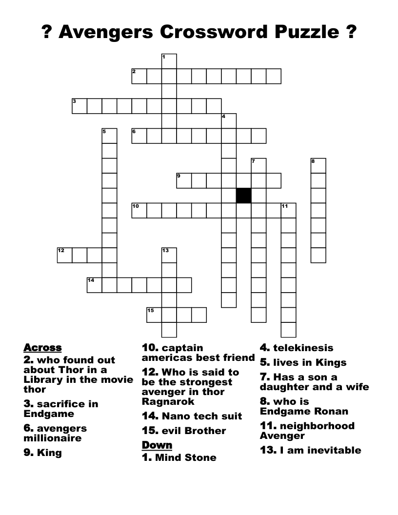 ? Avengers Crossword Puzzle ?