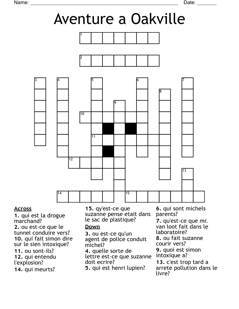  Aventure a Oakville   Crossword