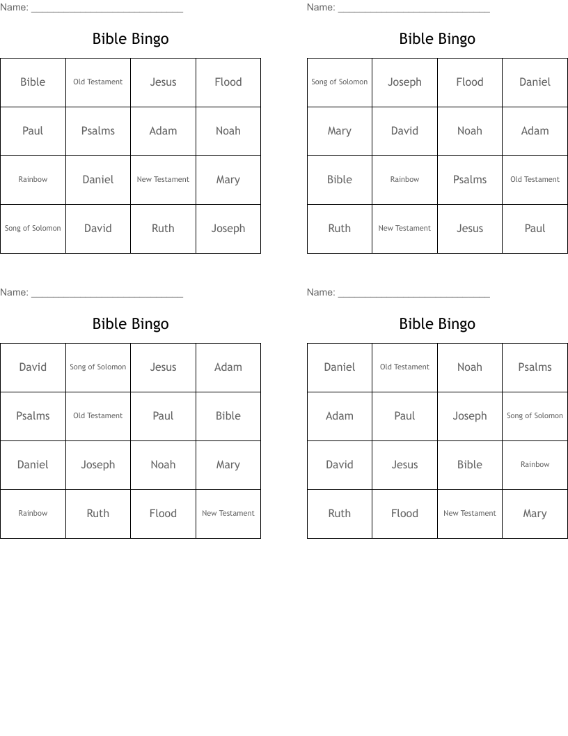  Bible Bingo