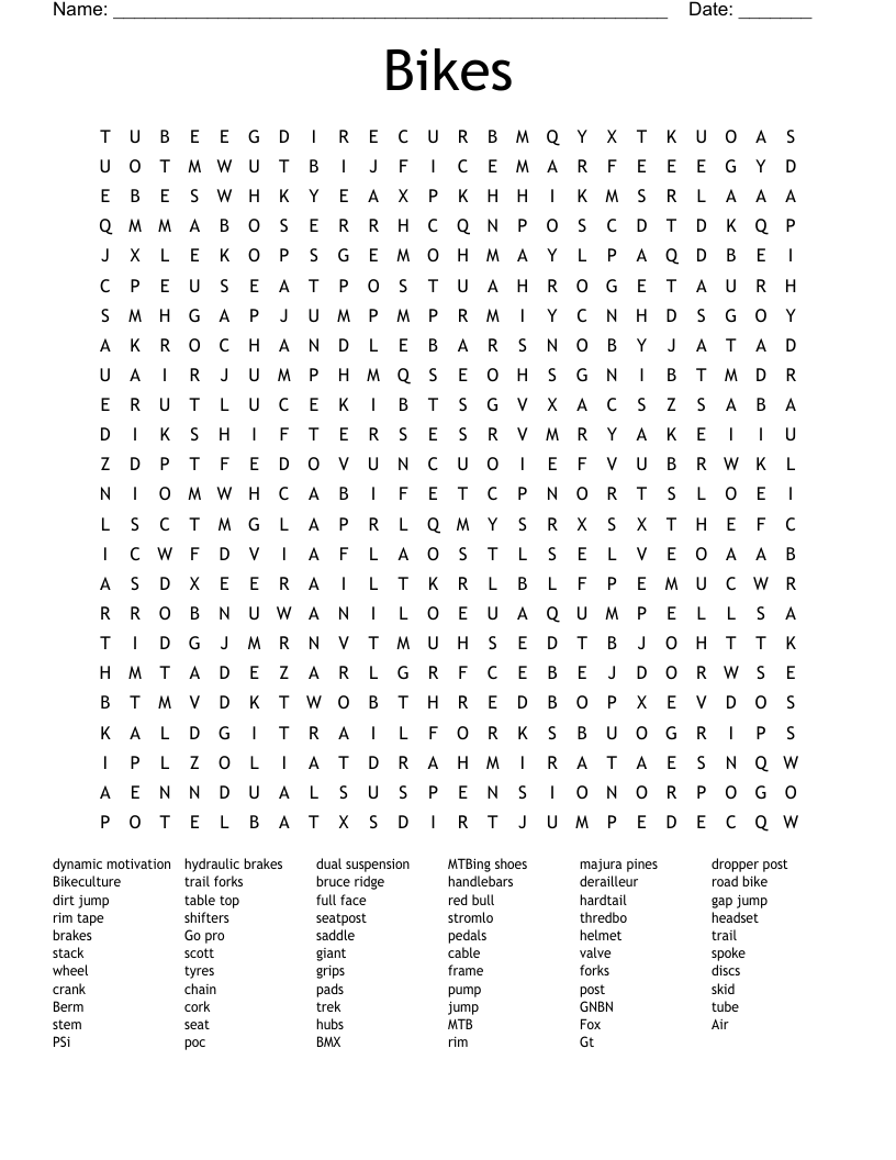  Bikes Word Search