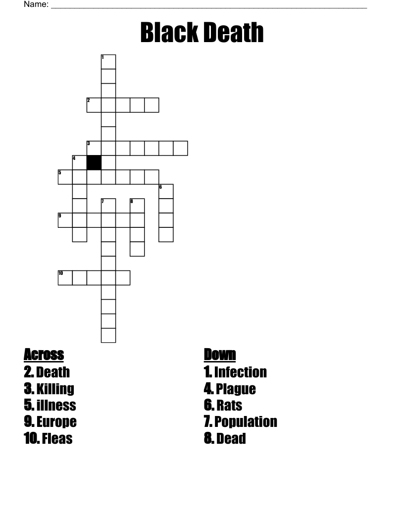  Black Death Crossword
