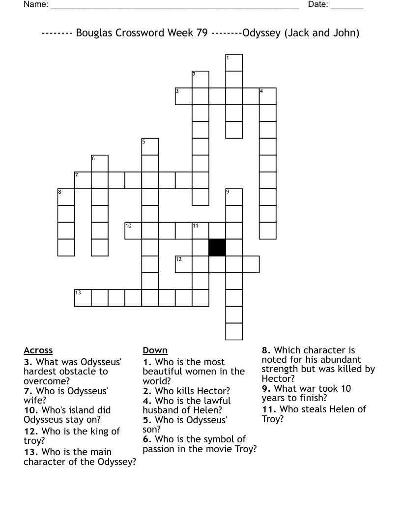-------- Bouglas Crossword Week 79 --------Odyssey (Jack and John)