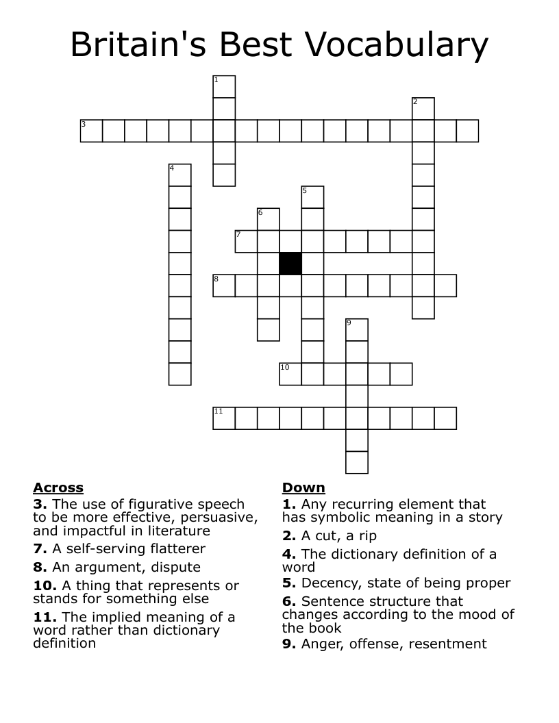  Britain's Best Vocabulary  Crossword