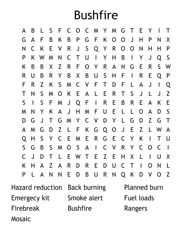  Bushfire Word Search