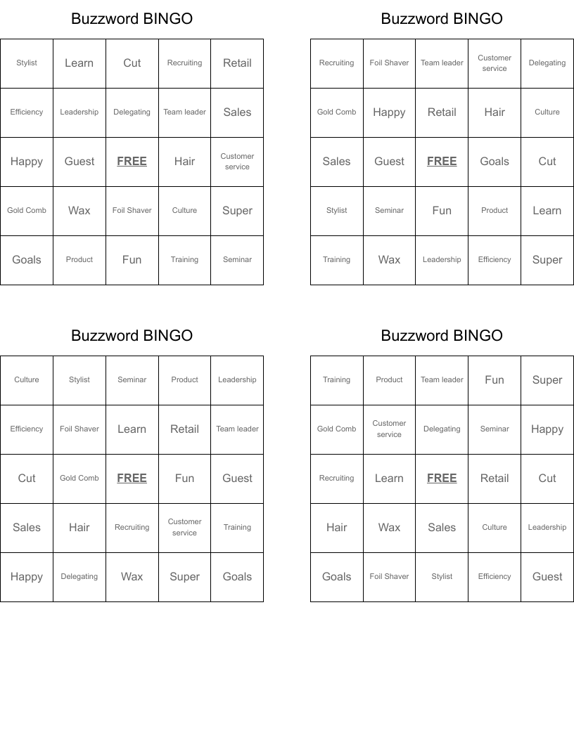  Buzzword BINGO