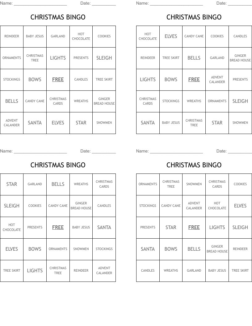  CHRISTMAS BINGO 