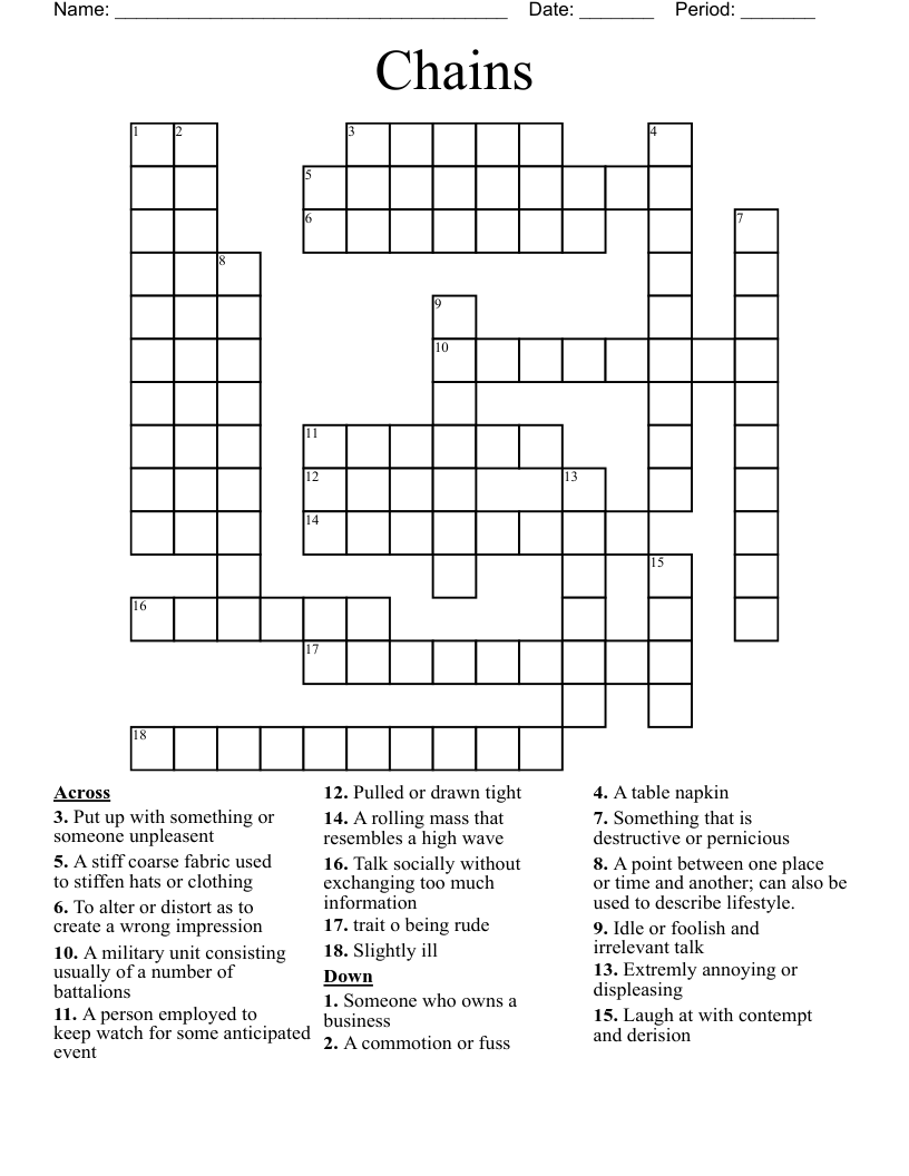  Chains  Crossword