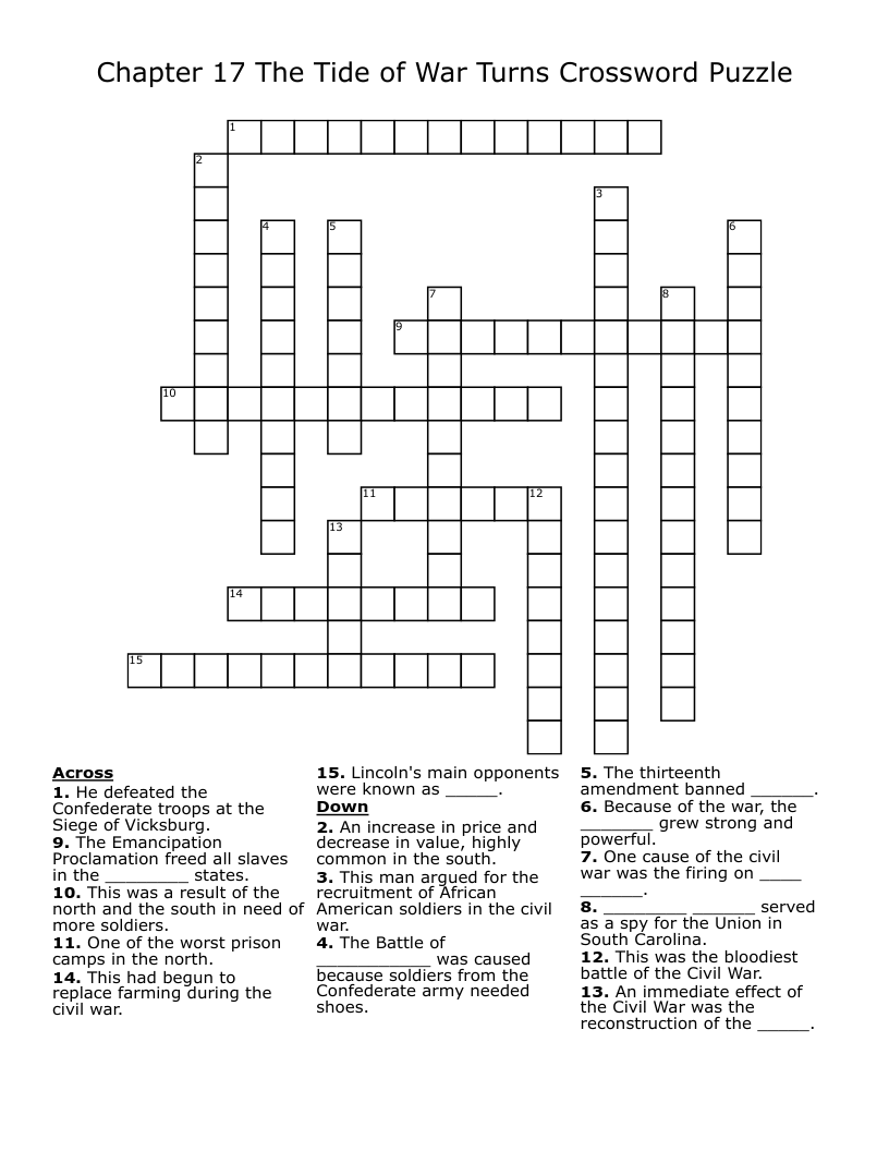  Chapter 17 The Tide of War Turns Crossword Puzzle