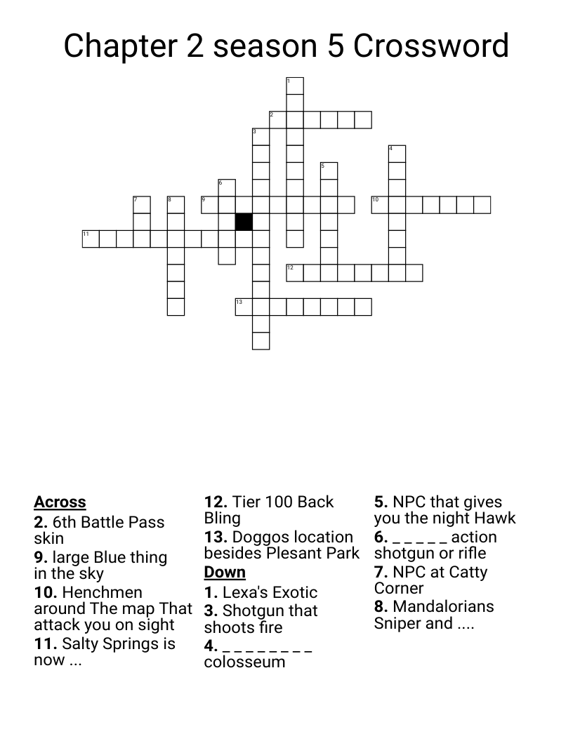  Chapter 2 season 5 Crossword