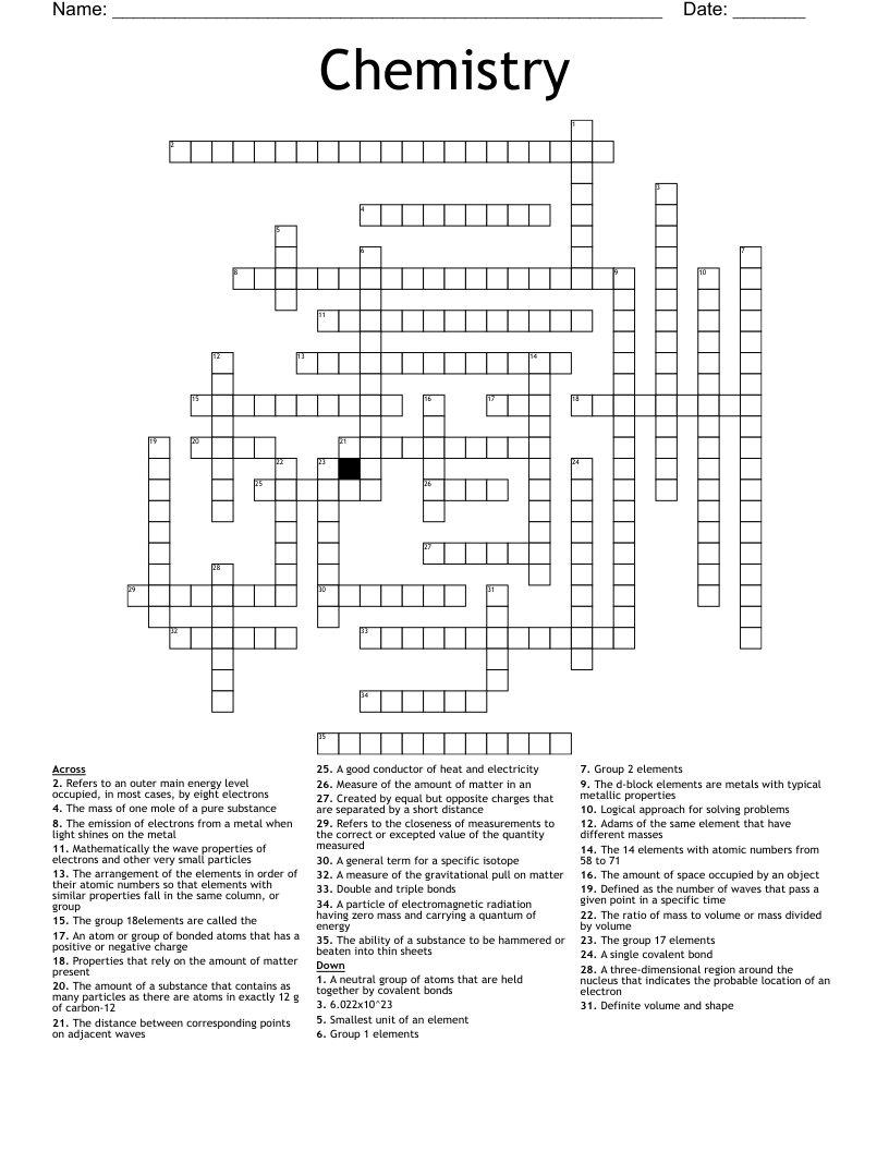  Chemistry  Crossword