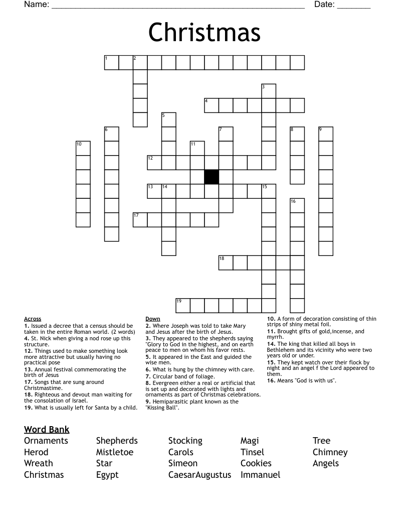  Christmas Crossword