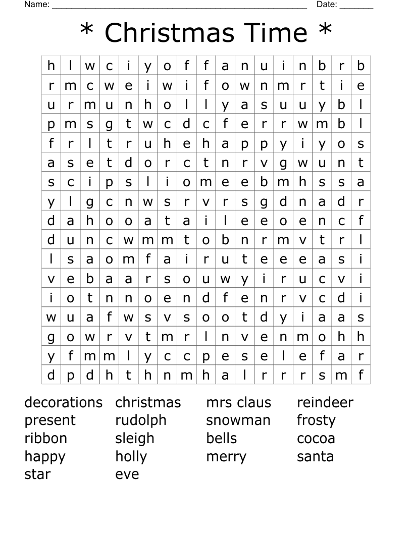 * Christmas Time * Word Search