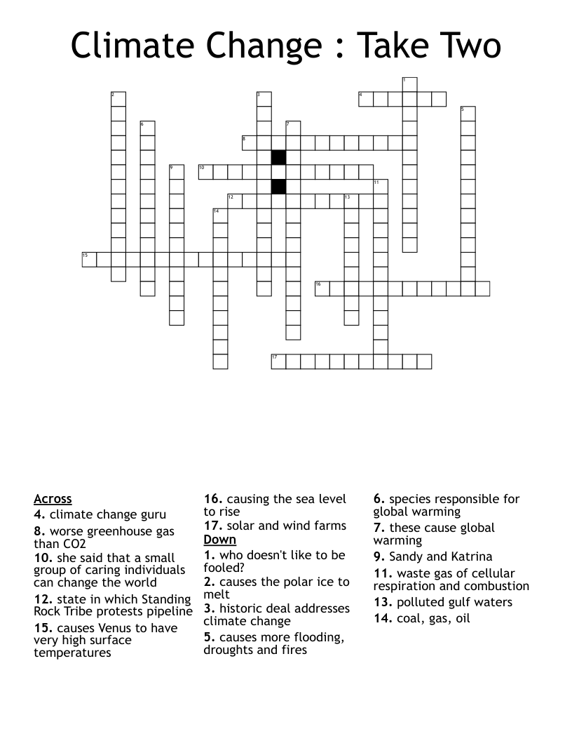  Climate Change : Take Two  Crossword