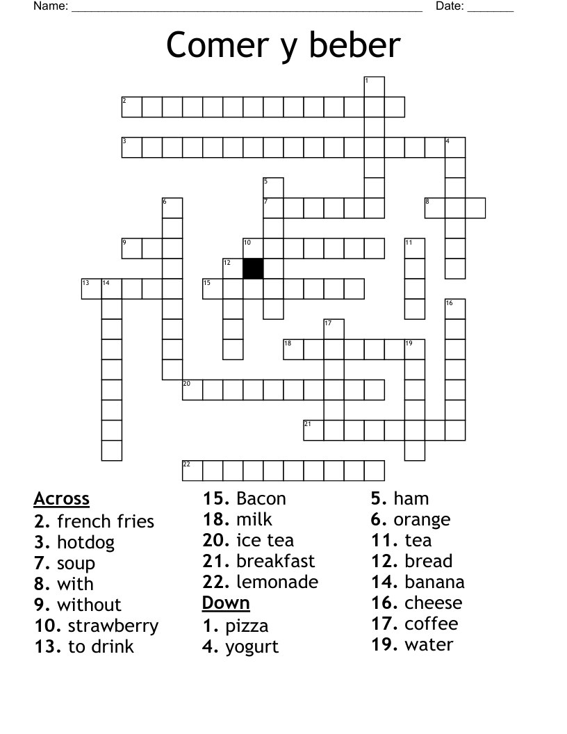  Comer y beber Crossword