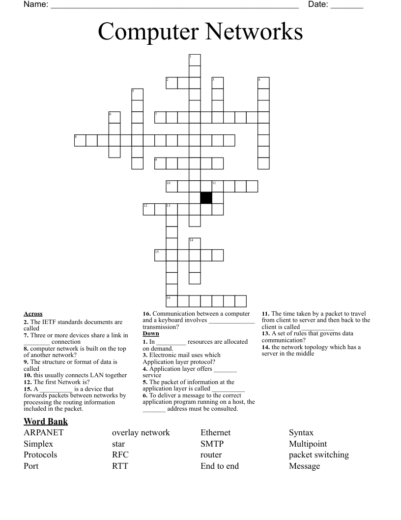  Computer Networks Crossword