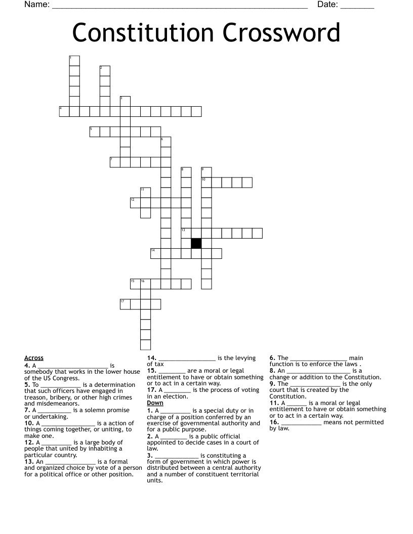  Constitution Crossword 