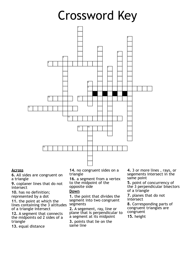  Crossword Key