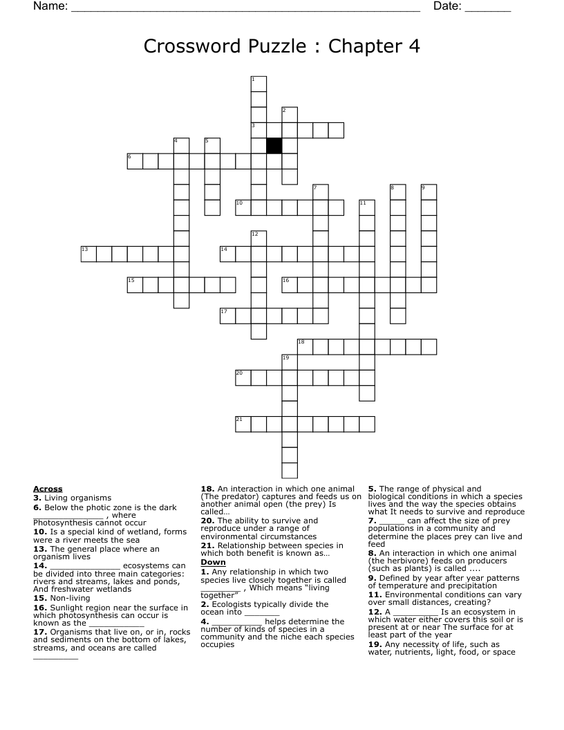  Crossword Puzzle                  :         Chapter 4