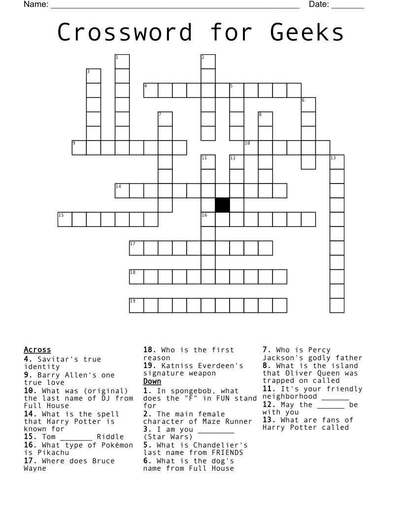  Crossword for Geeks