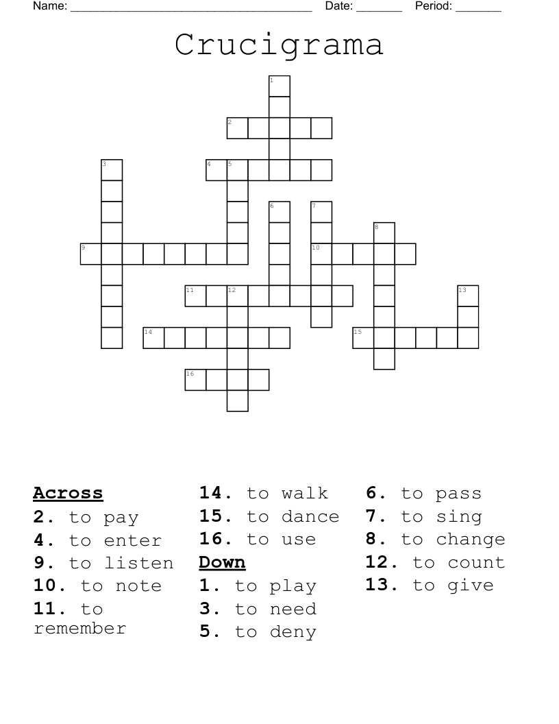  Crucigrama Crossword